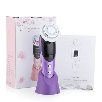 7 in 1 Face Lift Device RF Microcurrent Skin Rejuvenation LED Facial Massager Light Therapy Anti Aging Wrinkle Beauty Apparatus